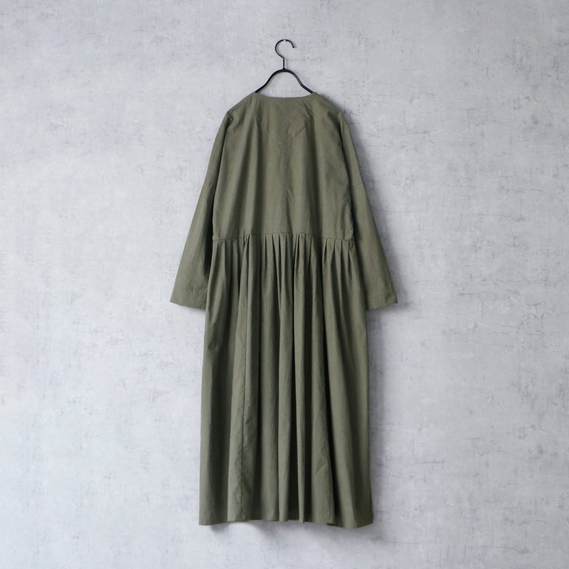 ピグメントダイコットン・フリルワンピース／カーキ | MAGALI