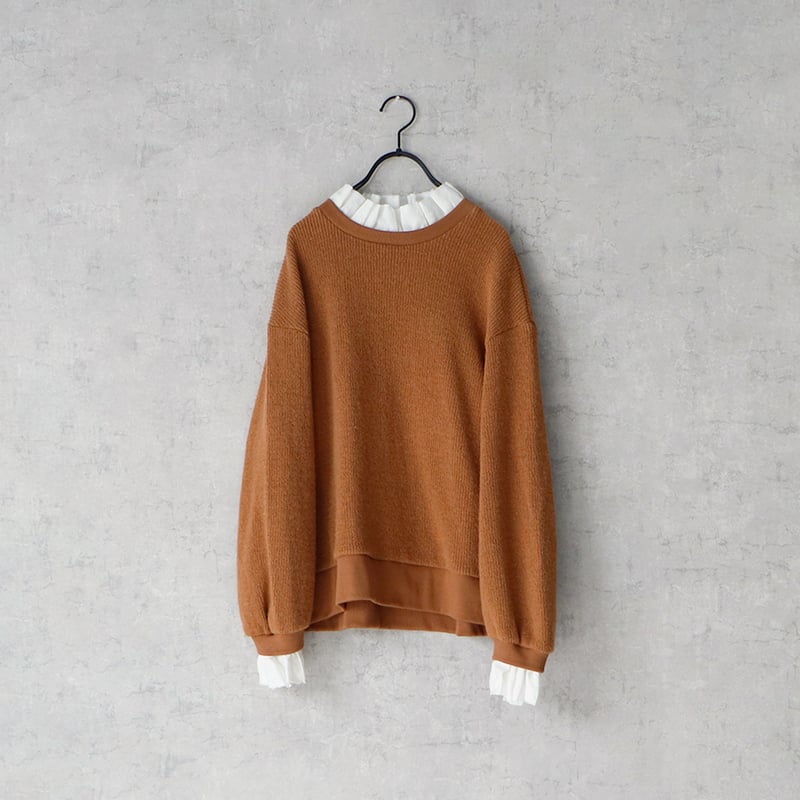 クォーターニット・フリルプルオーバー／ブラウン | MAGALI