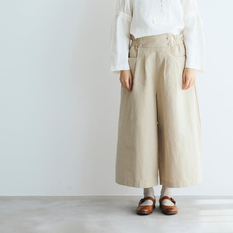 ハイカウントコットンリネン・コクーンパンツ／ベージュ | MAGALI