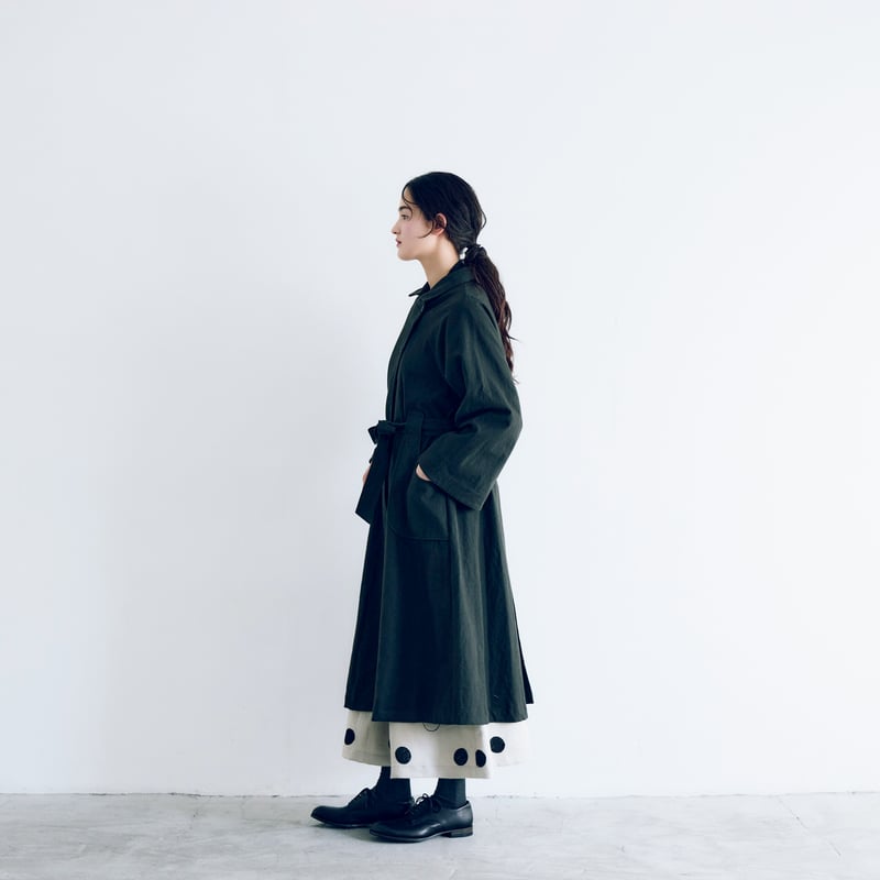 MAGALI ブラック トレンチコート コットンリネン・アンティークキャンバス・トレンチコート／ブラック