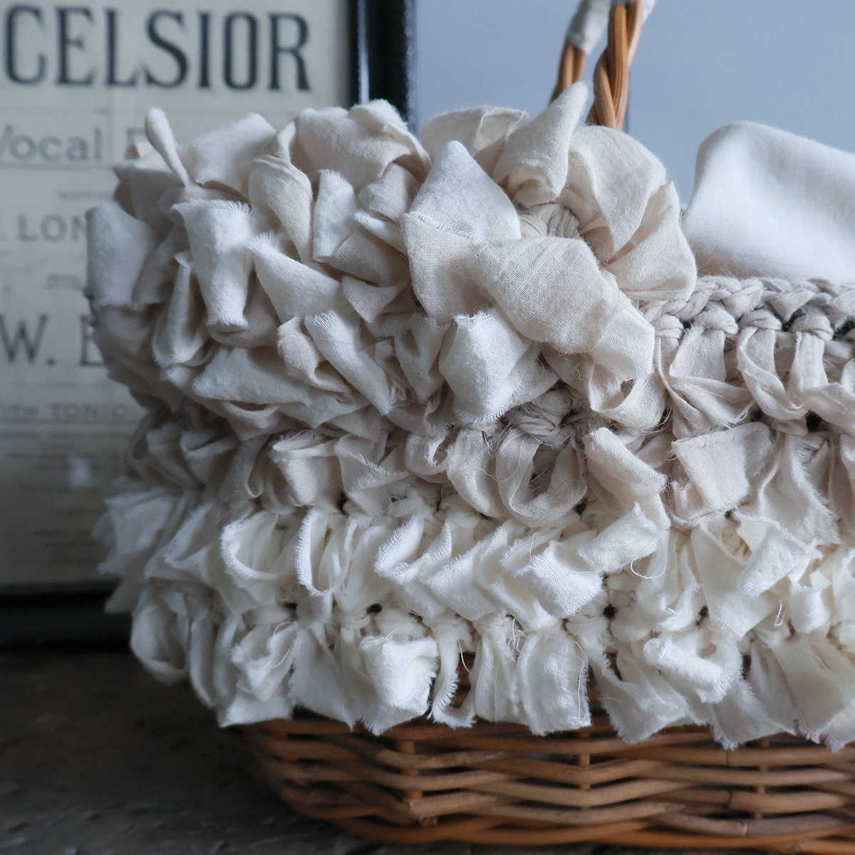 WEB限定販売＞Handspun Asymmetry Fray Basket カゴバッグ／