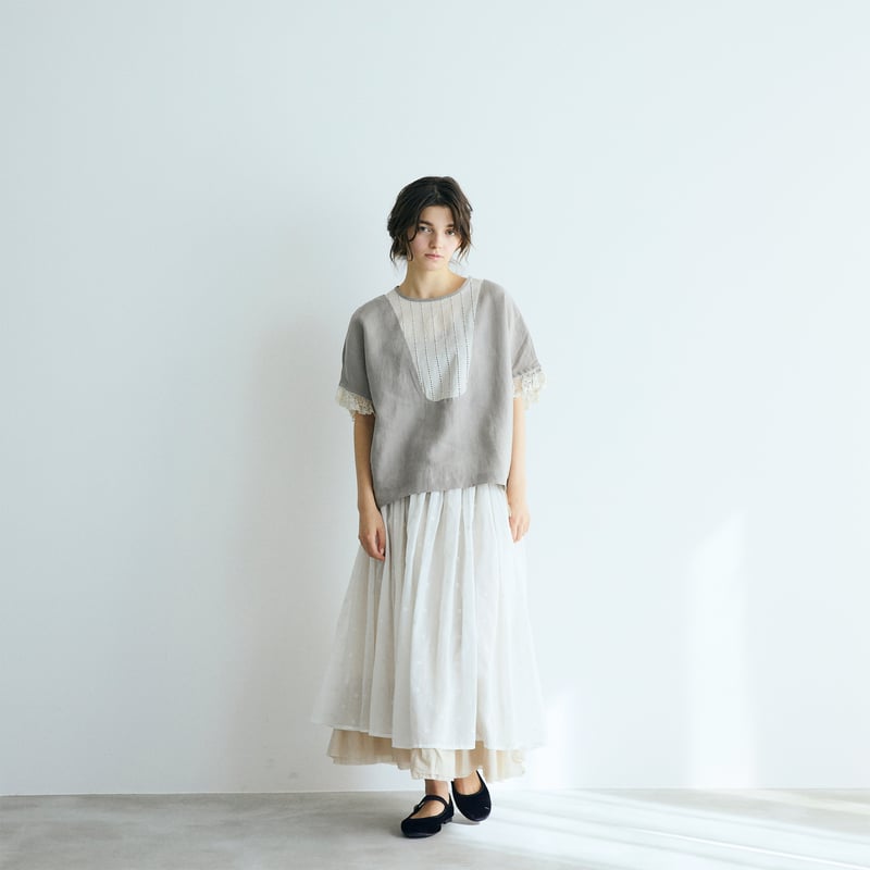 MAGALI ＊ フレンチリネンスクエアヨークプルオーバー tous les jours:MAGALI フレンチリネンスクエア·ヨークプルオーバー