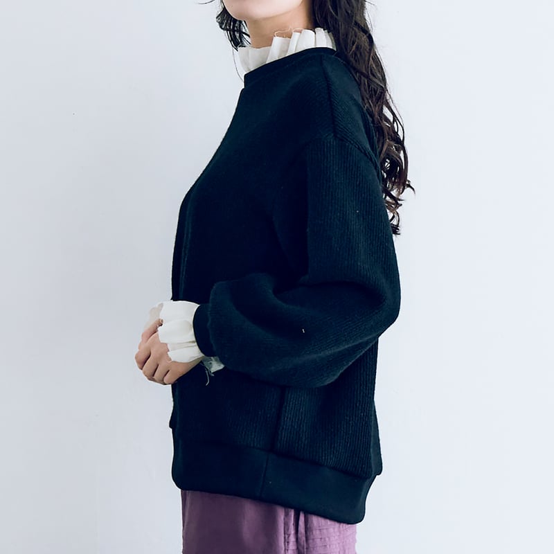 完売しました＞クォーターニット・フリルプルオーバー／ブラック | MAGALI