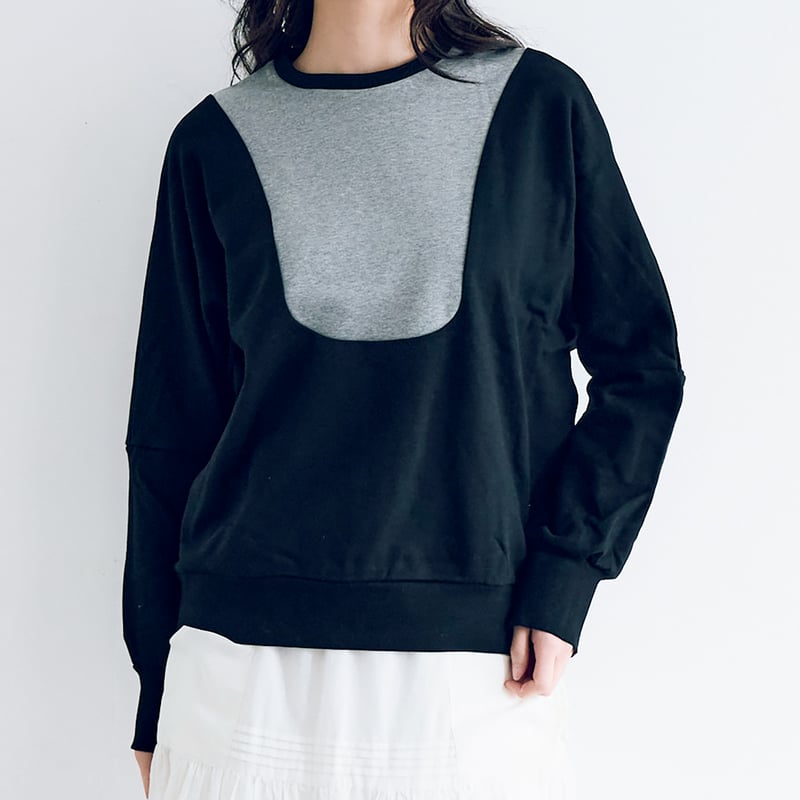 MAGALI コットンスウェット　スイッチングプルオーバー　ブラック　新品 コットンスウェット・スイッチングプルオーバー／ブラック | MAGALI