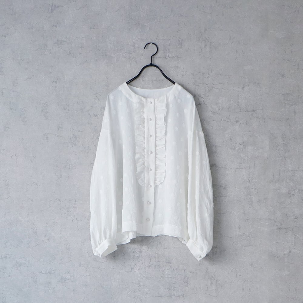 コットンスノードット・フリルブラウス／ホワイト | MAGALI