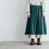 ラミーリネン・ギャザースカート／フォレストグリーン