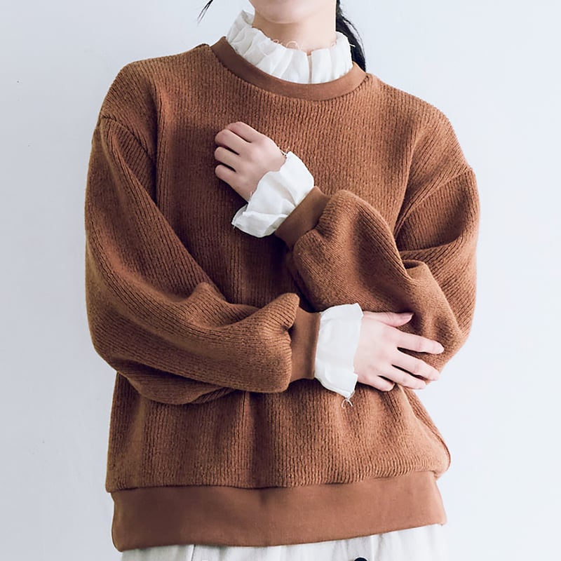 クォーターニット・フリルプルオーバー／ブラウン | MAGALI