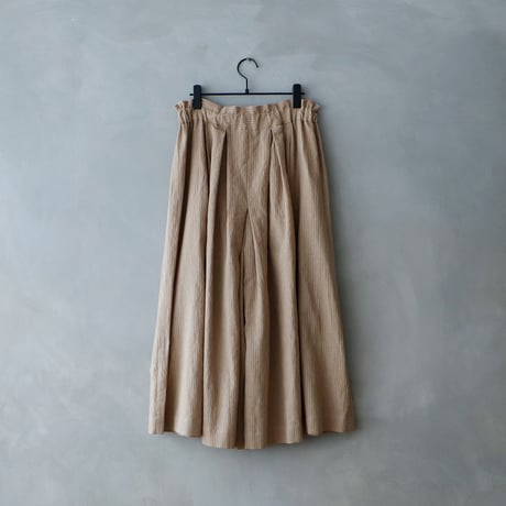 ＜完売しました＞リネンコットンストライプ・タックワイドパンツ／ベージュ