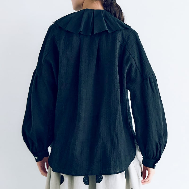 美品【MAGALI】リネン100％ ブラウス ストライプ 袖フリル バイカラー 美品【MAGALI】リネン100％ ブラウス ストライプ 袖フリル バイ