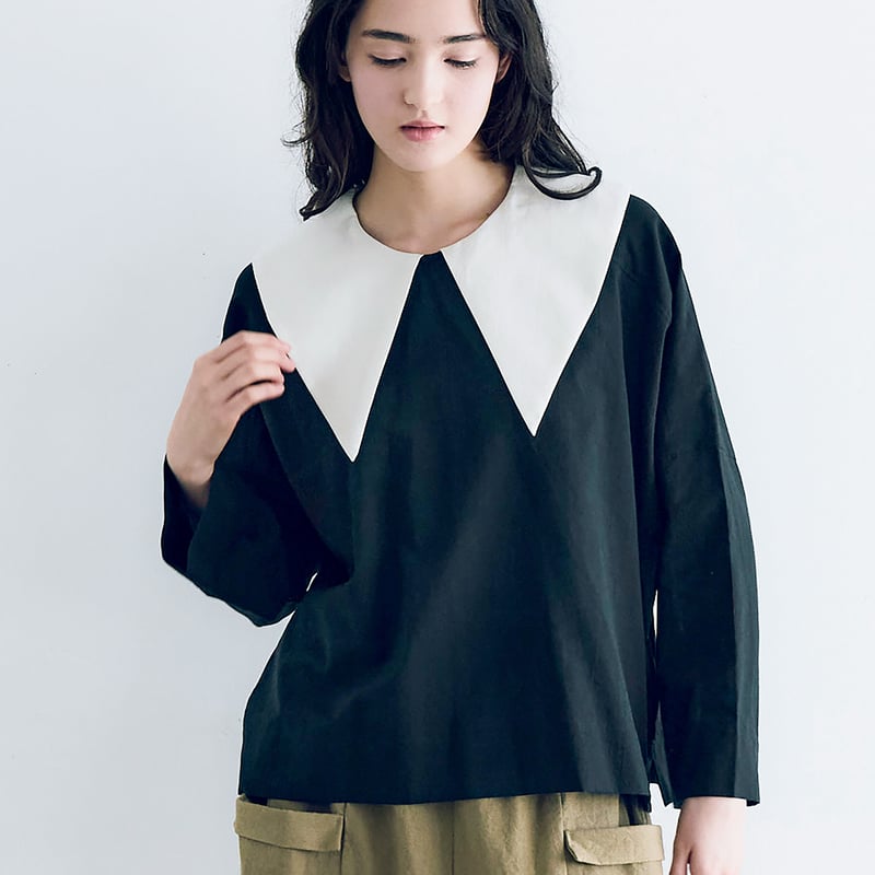 完売しました＞コットンシルク・ビッグカラープルオーバー