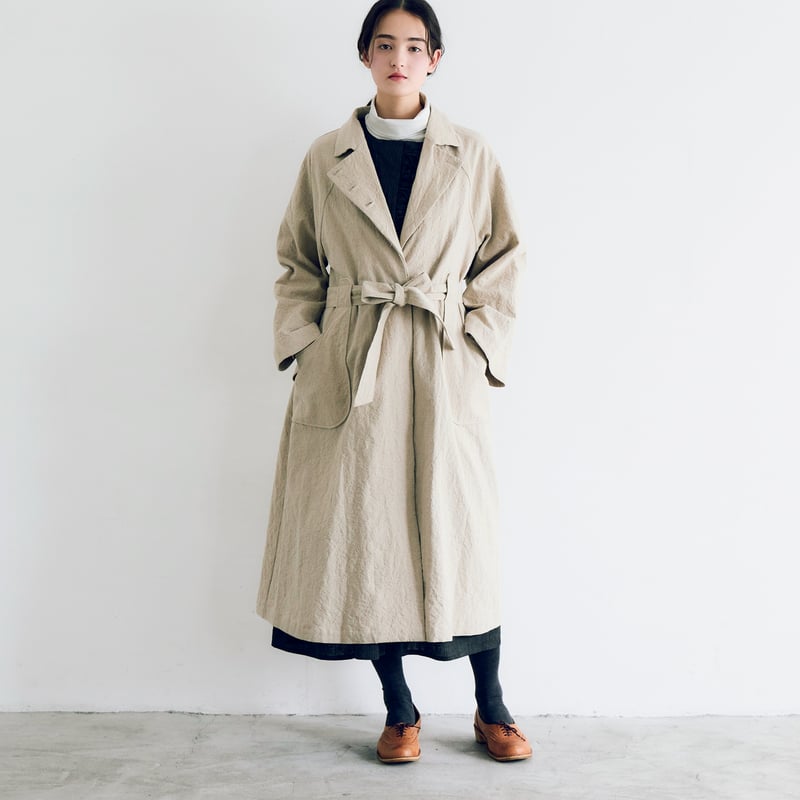 完売しました＞コットンリネン・アンティークキャンバス・トレンチ