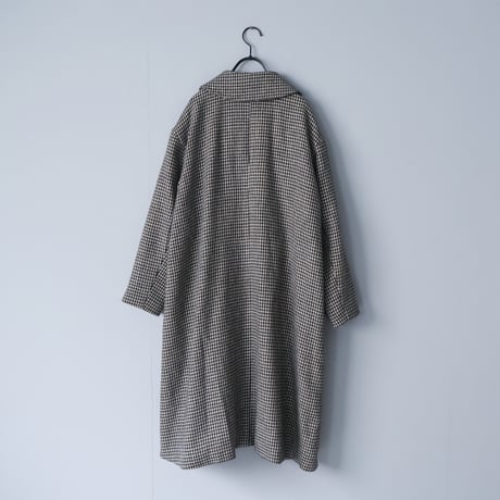 ＜完売しました＞ピエドプール・ウールリネン・フラットカラーコート／ブラック