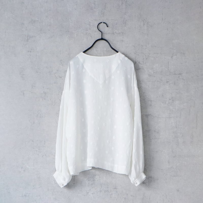 コットンスノードット・フリルブラウス／ホワイト | MAGALI