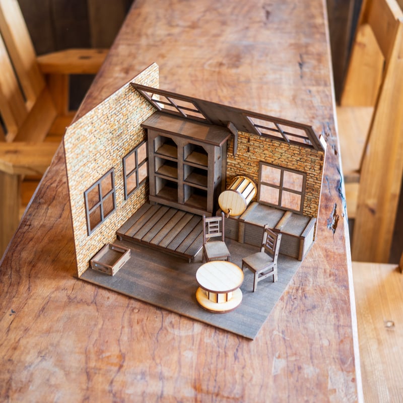 1/10スケールドールハウス 【山奥の研究室レンガ壁ワイドタイプ 家具