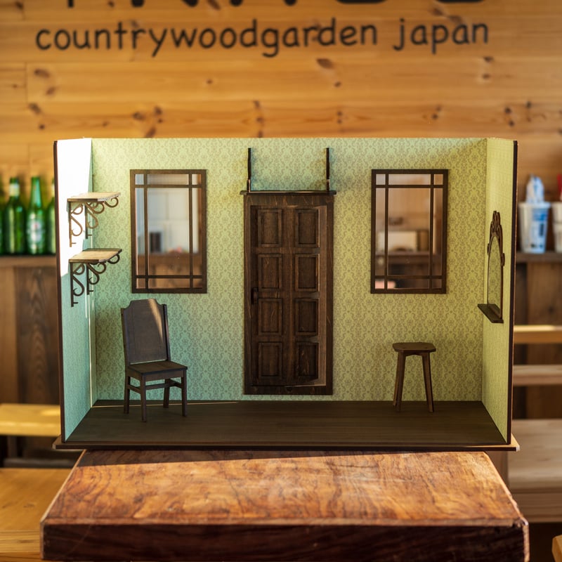 1/6スケールドールハウス洋館左壁 グリーン壁紙 ワイドタイプ 1/6スケールドールハウス洋館左壁 グリーン壁紙 ワイドタイプ