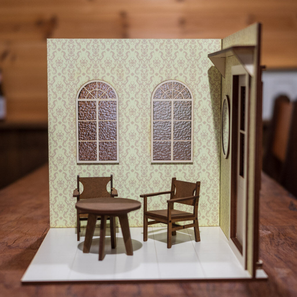 □ドールハウス□12分の1 建具の無い部屋(青花柄ストライプ □ドールハウス□12分の1 建具の無い部屋(青花柄ストライプ