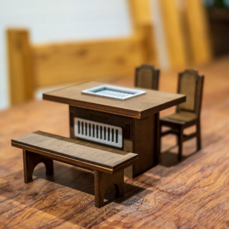 1/10スケールミニチュア家具セット焼肉屋さんテーブル椅子