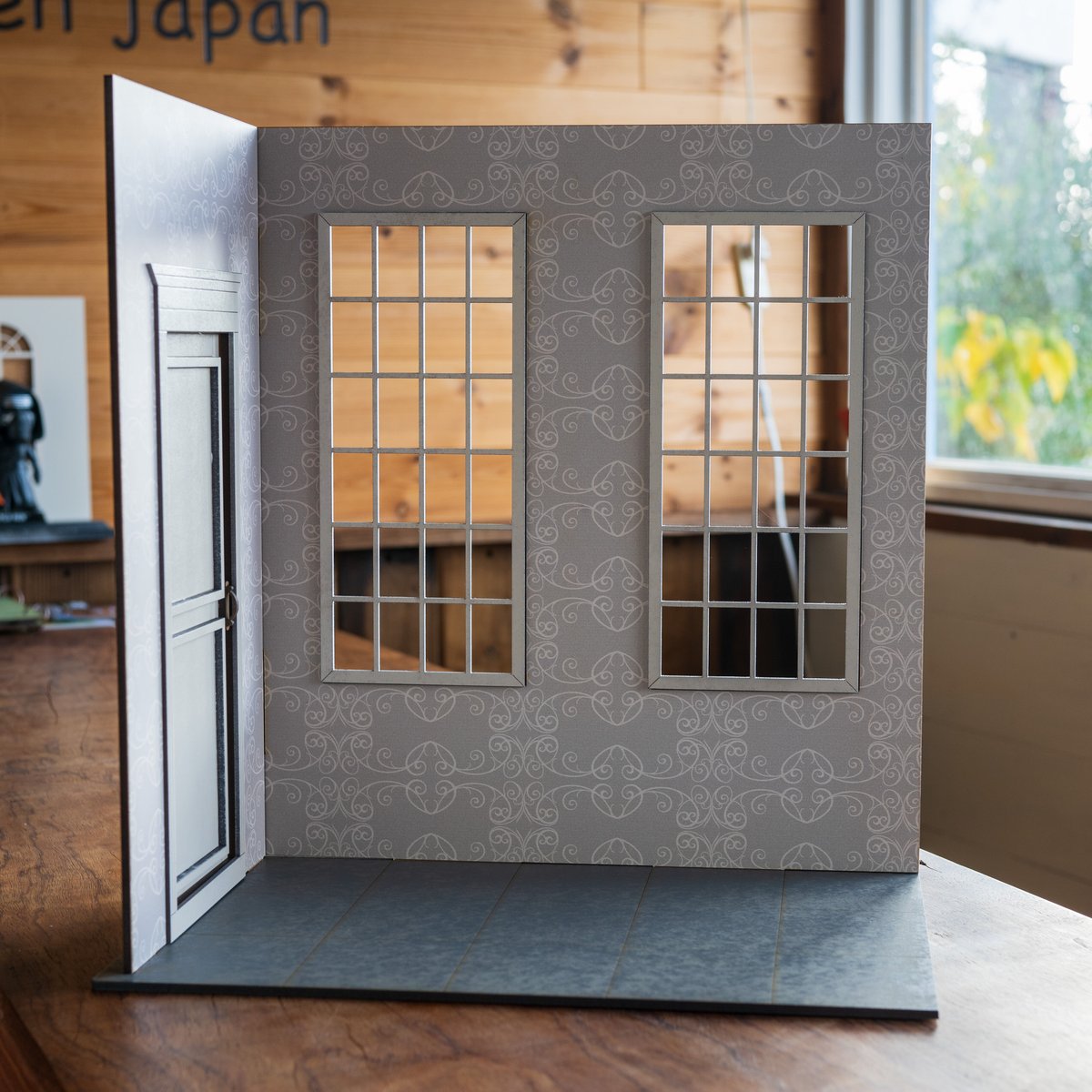 1/6 ドールハウス 木製グレーベージュ腰壁