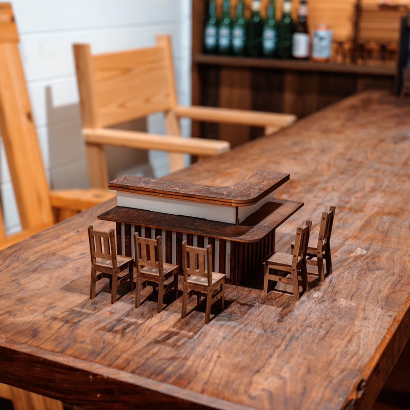 1/10スケールミニチュア家具 居酒屋カウンター洋風椅子セットパターン