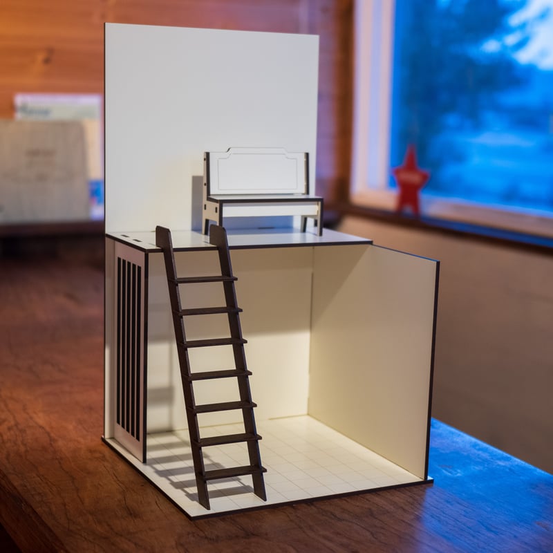 1/10スケールドールハウスホワイト壁ロフトシンプルタイプ | kkcompany