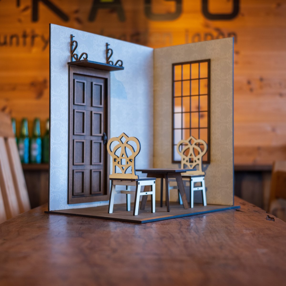 1/6スケールドールハウス洋館エントランス古い感じの壁紙 家具セット