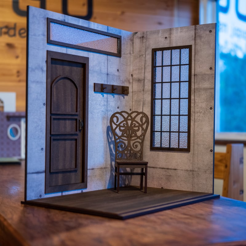 1/6ドールハウス 1/ 6スケールドールハウスコンクリート風壁ドアと窓のお部屋
