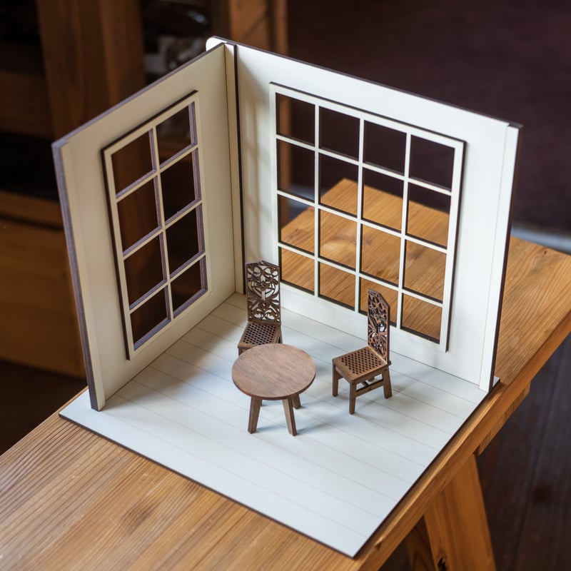ドールハウス　出窓＊ナチュラル＊アイボリー ハロウィンセール！ 1/10スケールドールハウスホワイト大きな窓2 家具