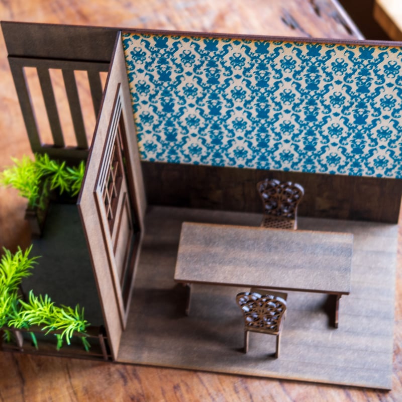 1/10スケールドールハウス【玄関からの壁紙ダイニング】 | kkcompany