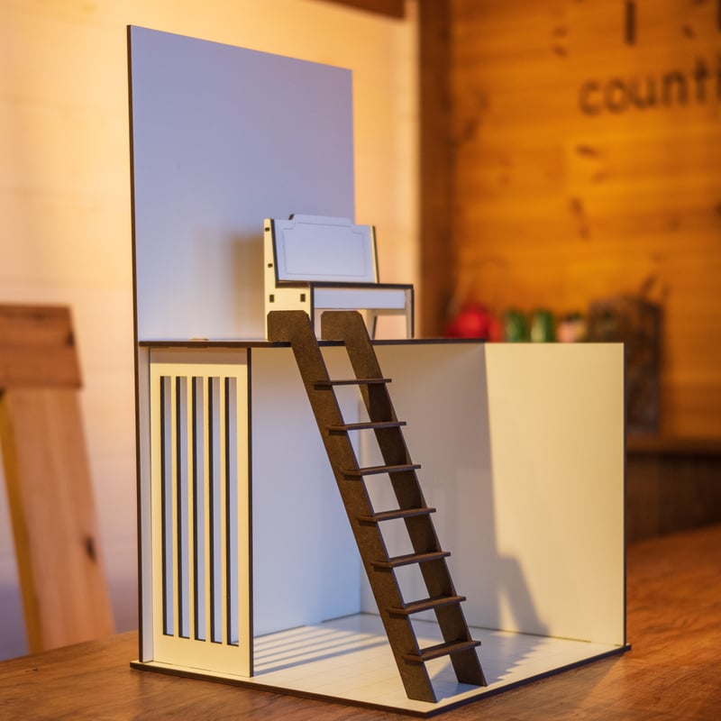 1/10スケールドールハウスホワイト壁ロフトシンプルタイプ | kkcompany