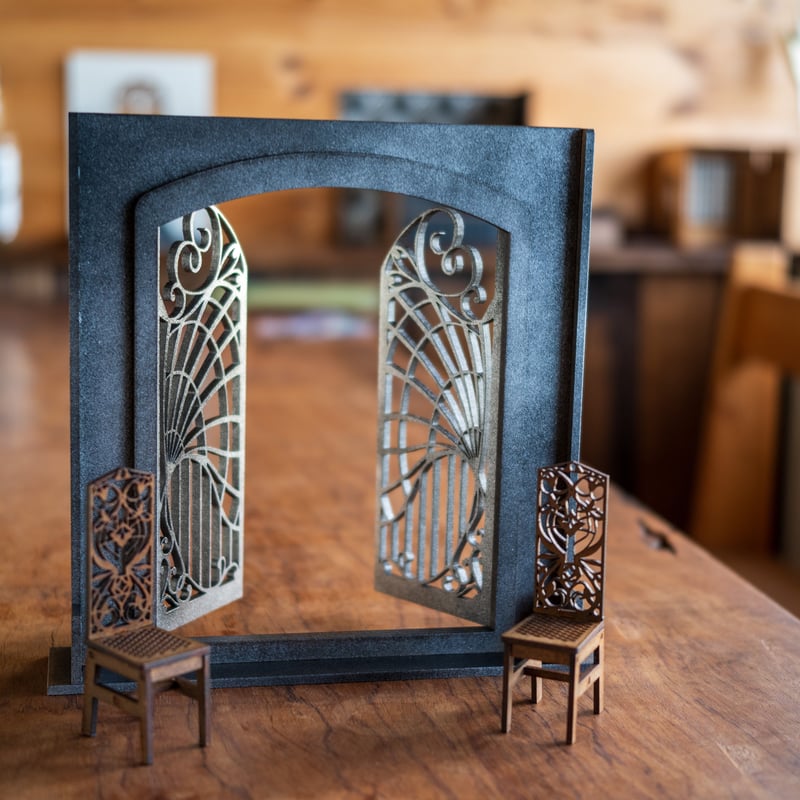 1/10スケールドールハウス古いお城の門 椅子セット | kkcompany