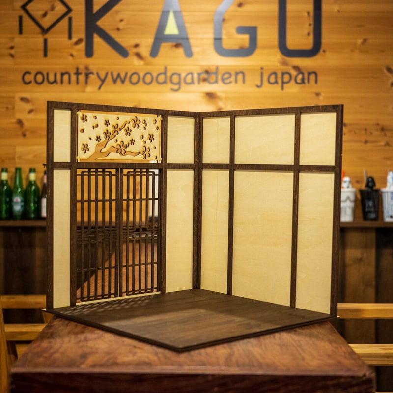 1/6スケール和風ドールハウス左側引き戸木目材料タイプ | kkcompany