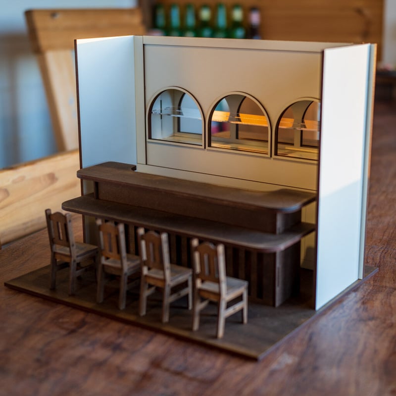 1/10スケールドールハウスバーカウンターと家具セット | kkcompany
