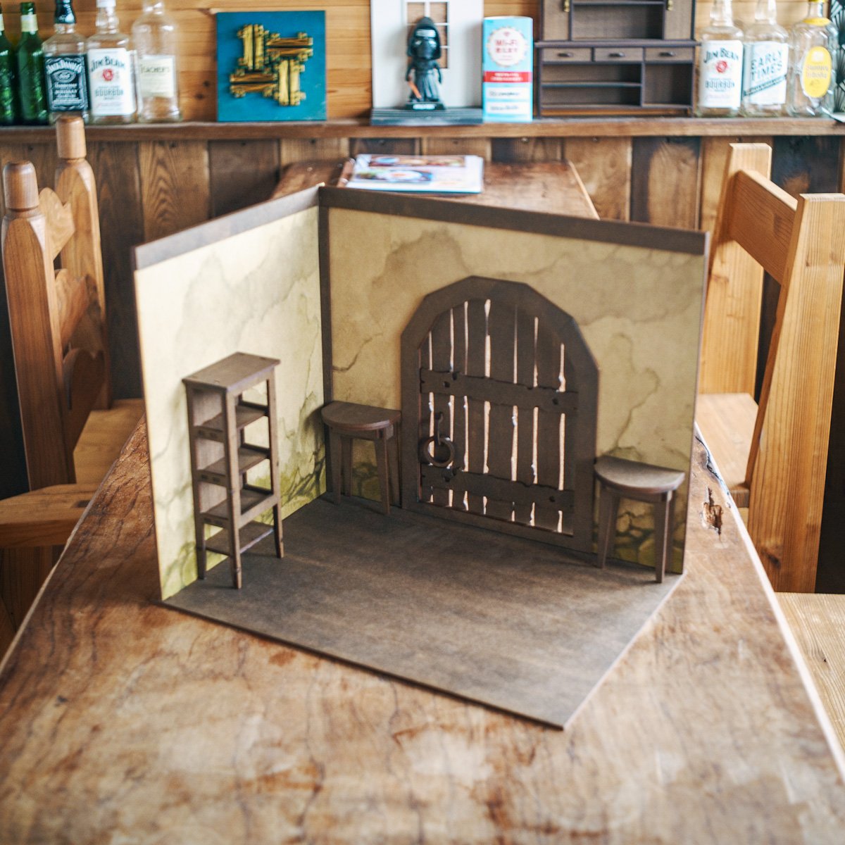 1/10スケールドールハウス土壁風印刷 エントランス家具セット