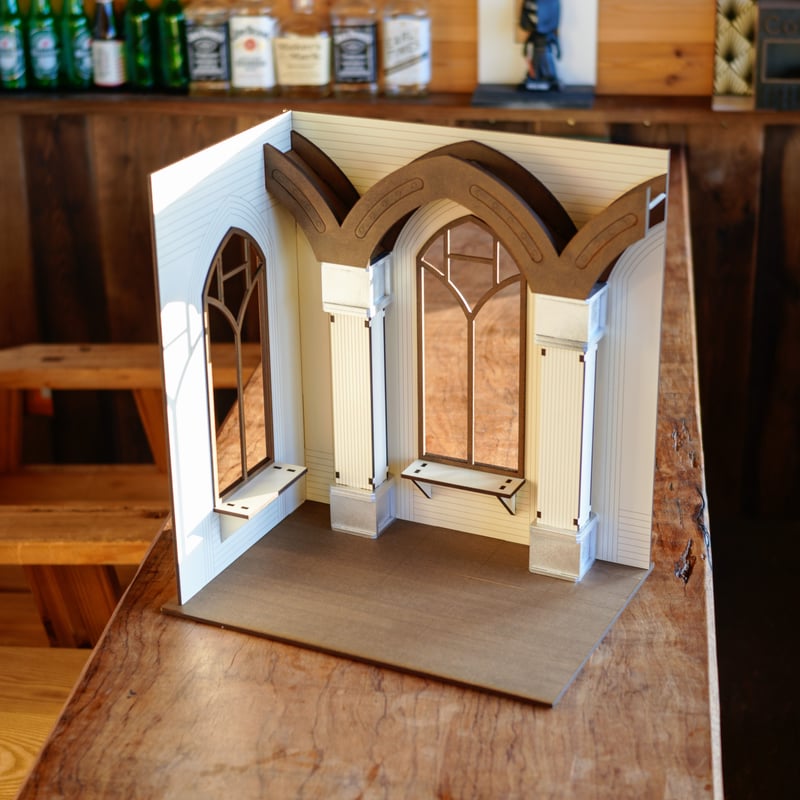 1/6スケールドールハウス教会窓際ブラウン建具タイプ | kkcompany