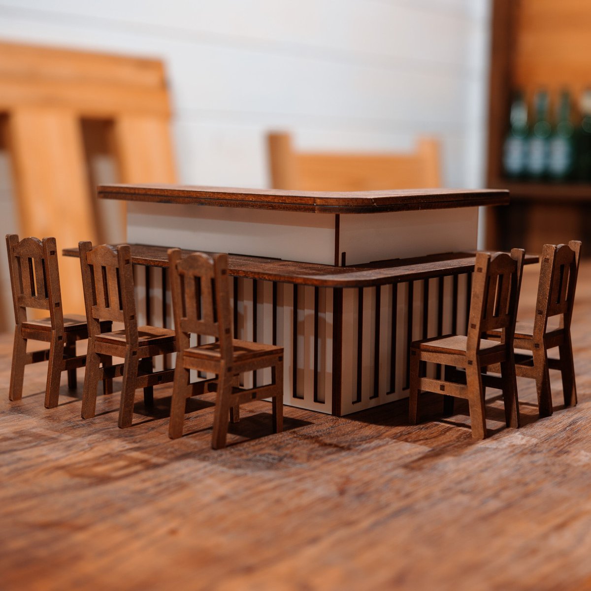 1/10スケールミニチュア家具 居酒屋カウンター洋風椅子セット | kkcompany