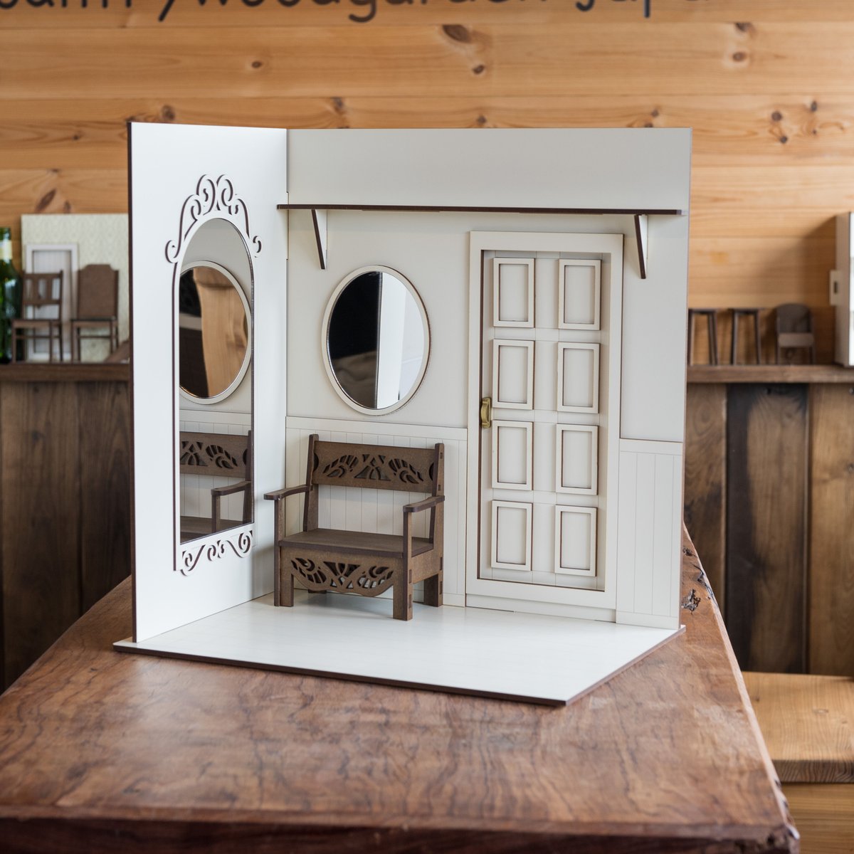 1/6スケールドールハウス洋館鏡とドアの部屋 ホワイトタイプ