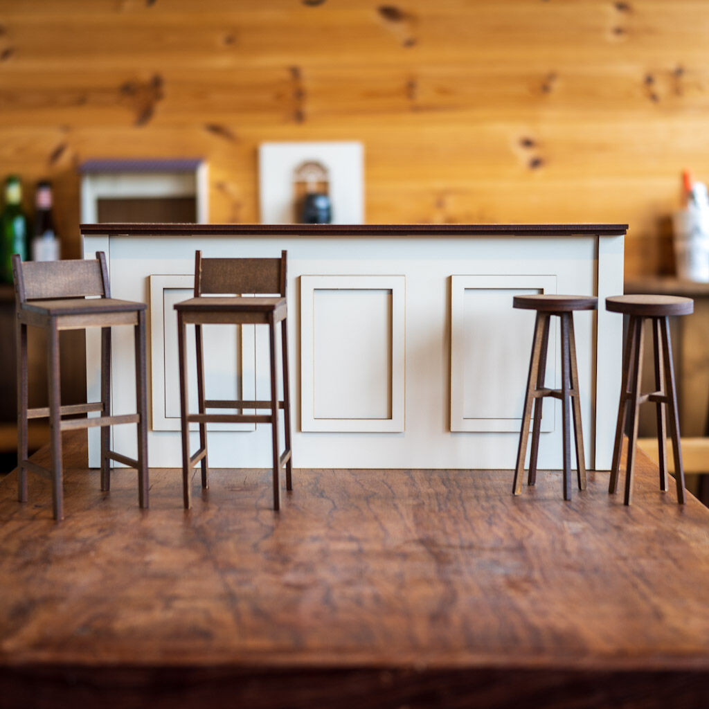 1/6スケールミニチュア家具ハイカウンターとハイカウンターチェアー