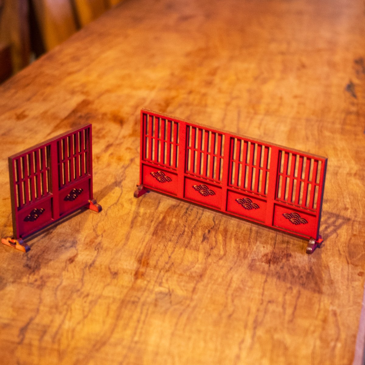 1/10スケールミニチュア家具衝立朱色二種セット | kkcompany