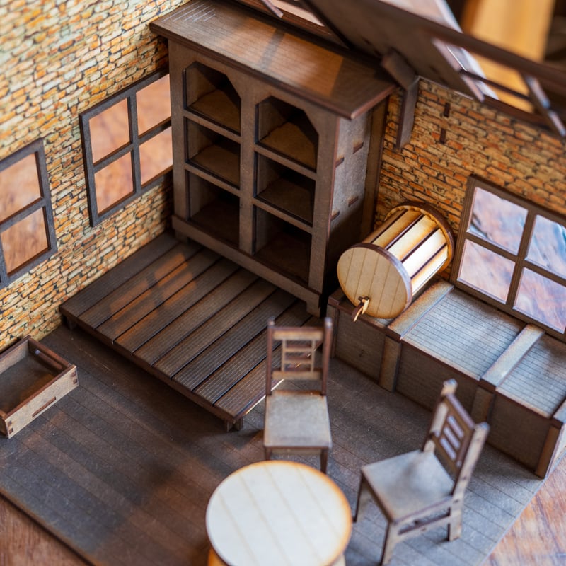 1/10スケールドールハウス 【山奥の研究室レンガ壁ワイドタイプ 家具