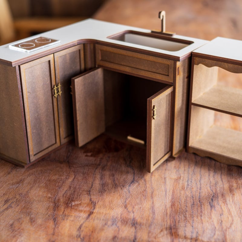 1/6スケールミニチュア家具L型キッチン | kkcompany