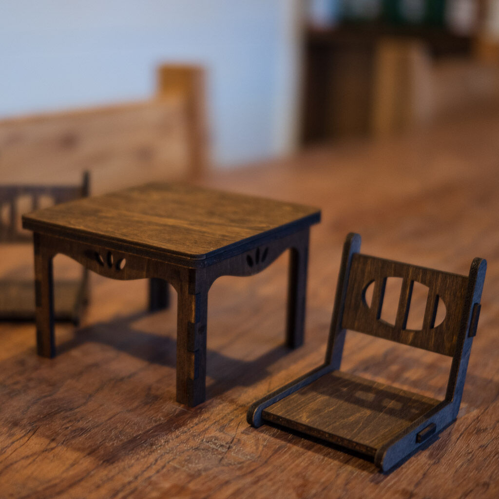 再販です！1/6スケール和風ミニチュア家具 ちゃぶ台と座椅子セット