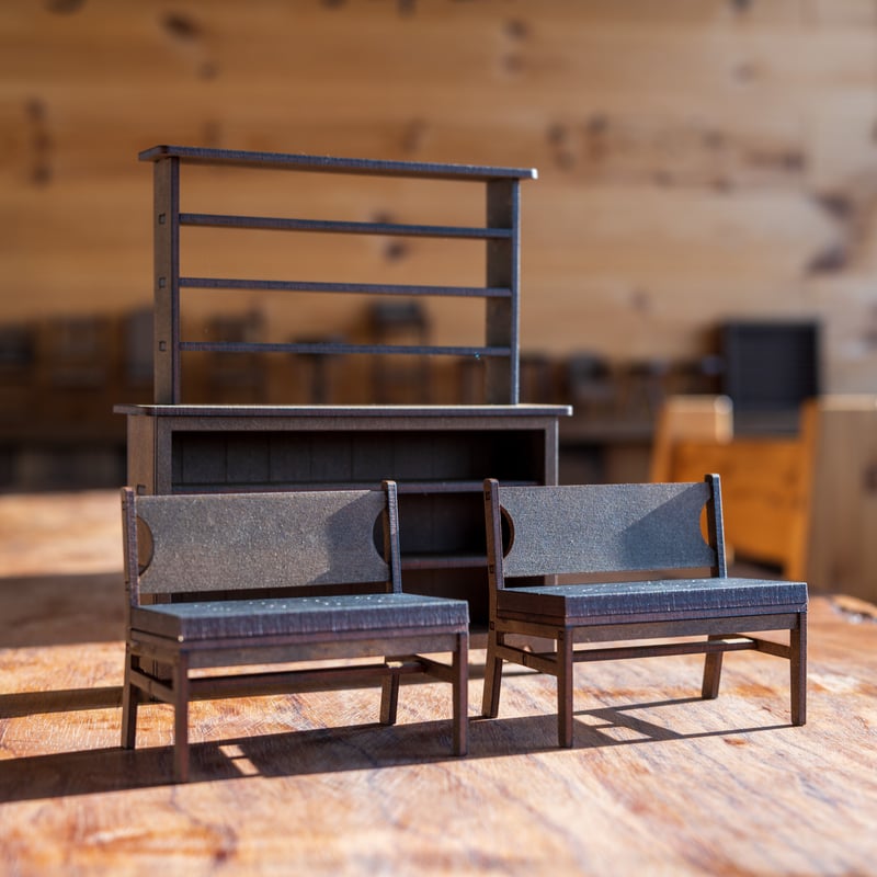 1/10スケールミニチュア家具新作ベンチとチェスト3点セット