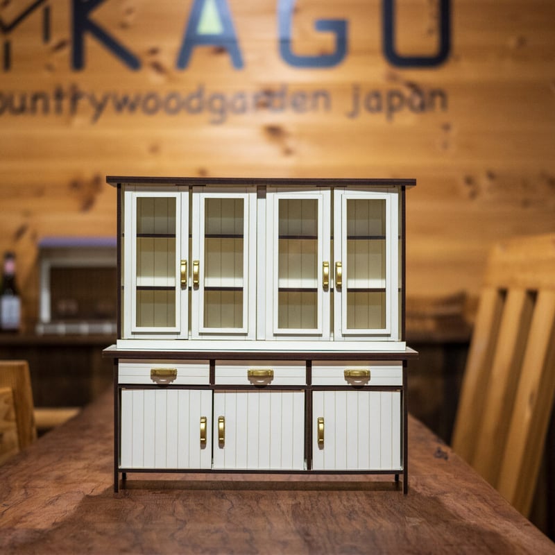 2月緊急企画！1/6スケールミニチュア家具 食器棚ワイドサイズ ホワイト