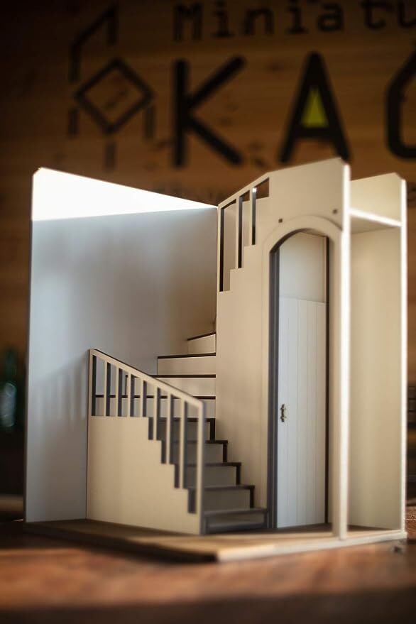 ドールハウス 螺旋階段のあるブラックルーム ドールハウス 螺旋階段の