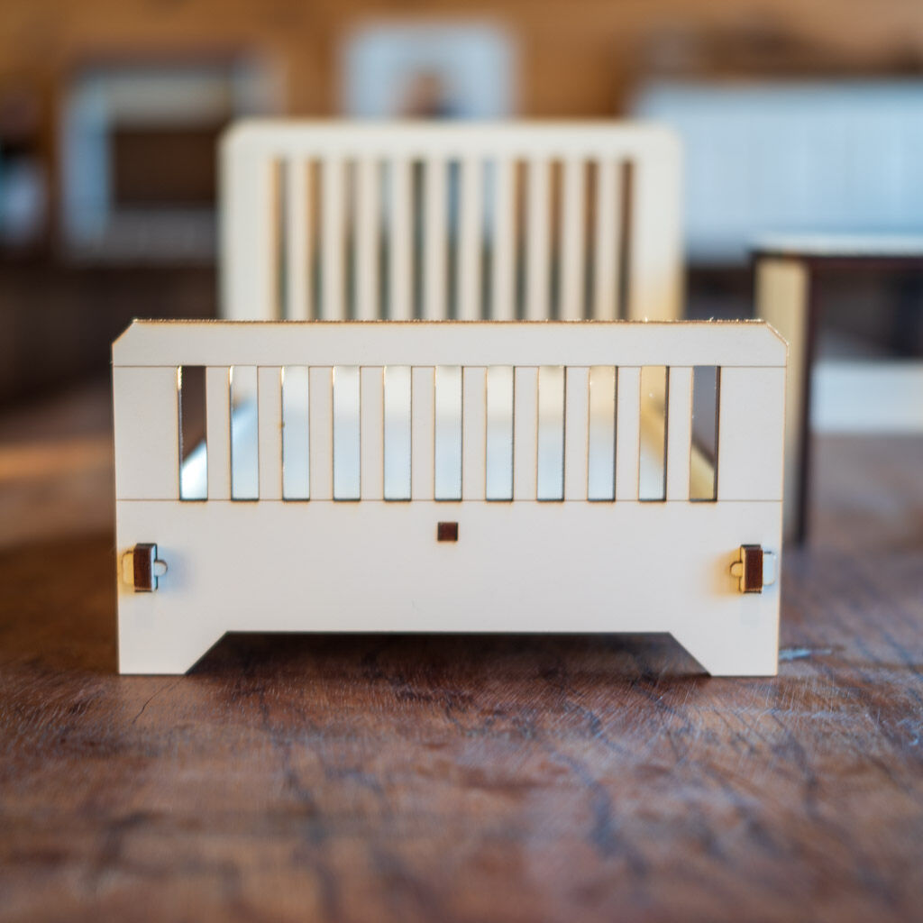 1/10スケールミニチュア家具ベッドホワイトサイドテーブルセット