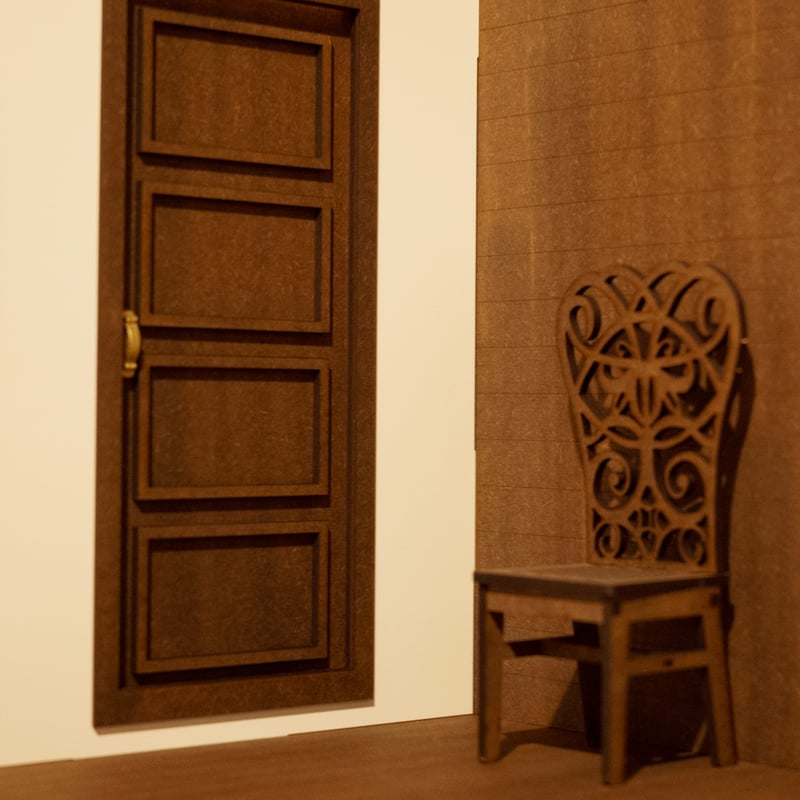 ドールハウス 両開き扉のブラックなお部屋 ドールハウス 両開き扉の