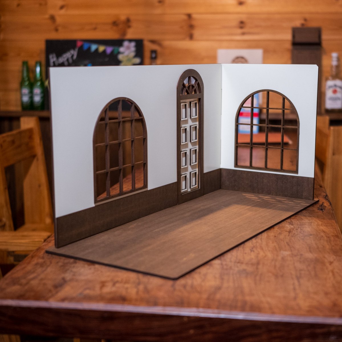 1/10スケールドールハウス洋館 ワイドタイプ右壁 ドアと大きな窓