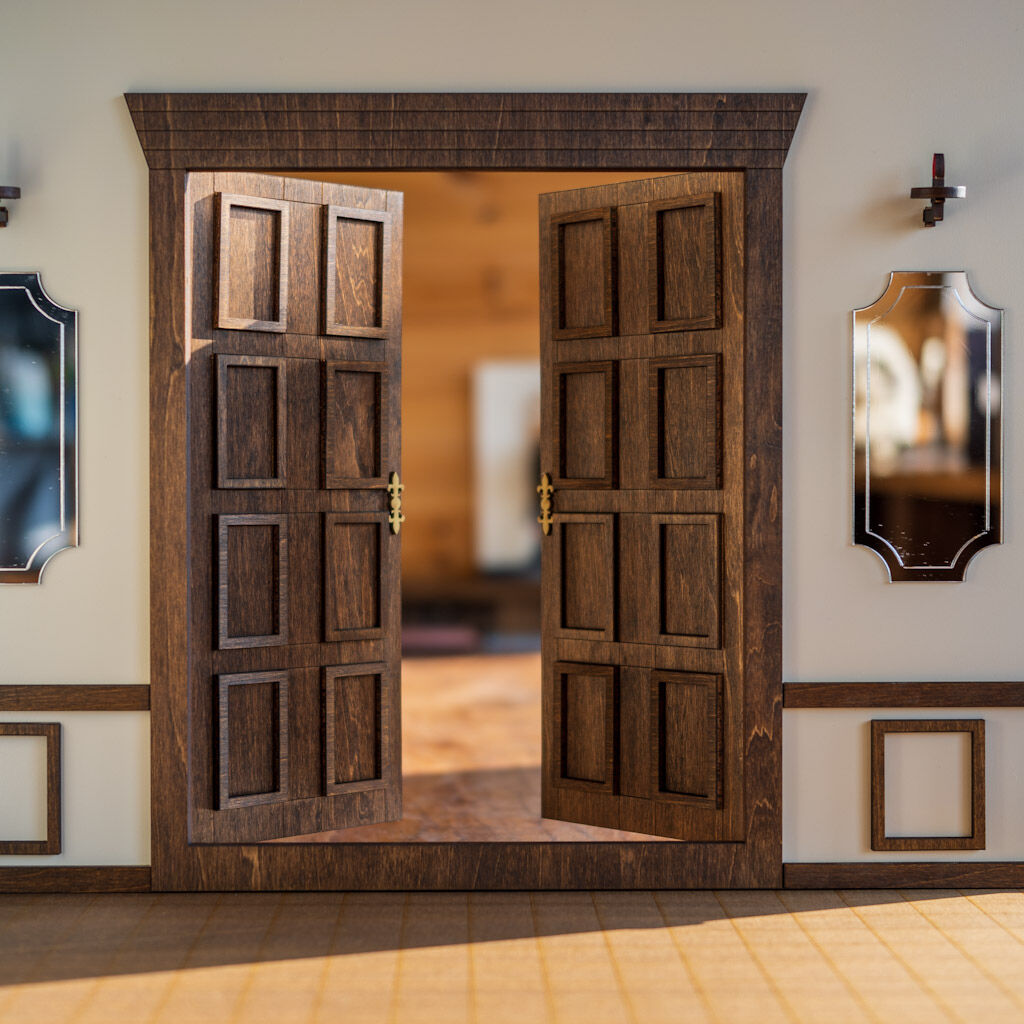 ドールハウス両開き扉のブラックなお部屋