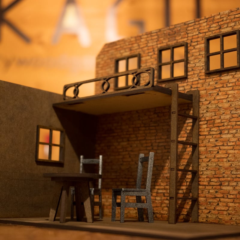 1/10スケールドールハウスロフトのある山小屋の部屋 レンガ壁 1/10スケールドールハウスロフトのある山小屋の部屋 レンガ壁