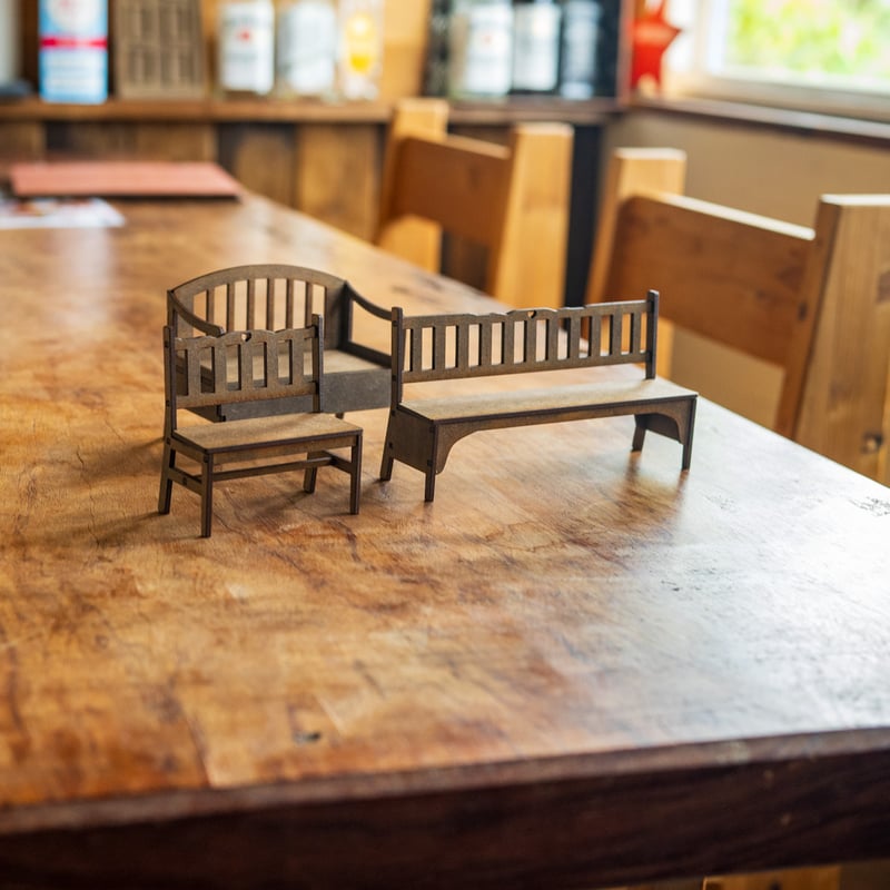 1/10スケールミニチュア家具 ベンチ3脚セット | kkcompany 1/10スケールミニチュア家具 ベンチ3脚セット | kkcompany